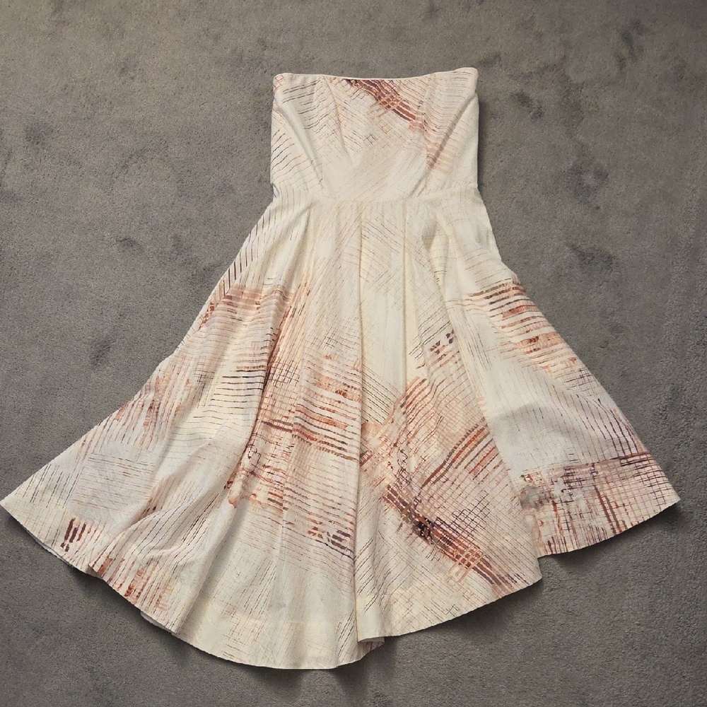 WHBM Cream Asymmetrical Strapless Bustier Dress